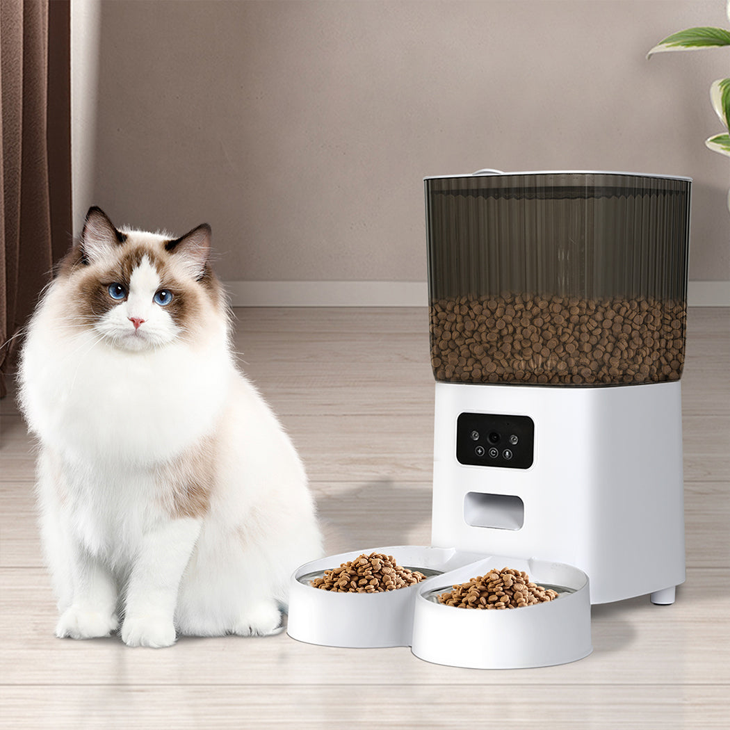 PaWz 5L Auto Pet Feeder Automatic Camera Wi-Fi White