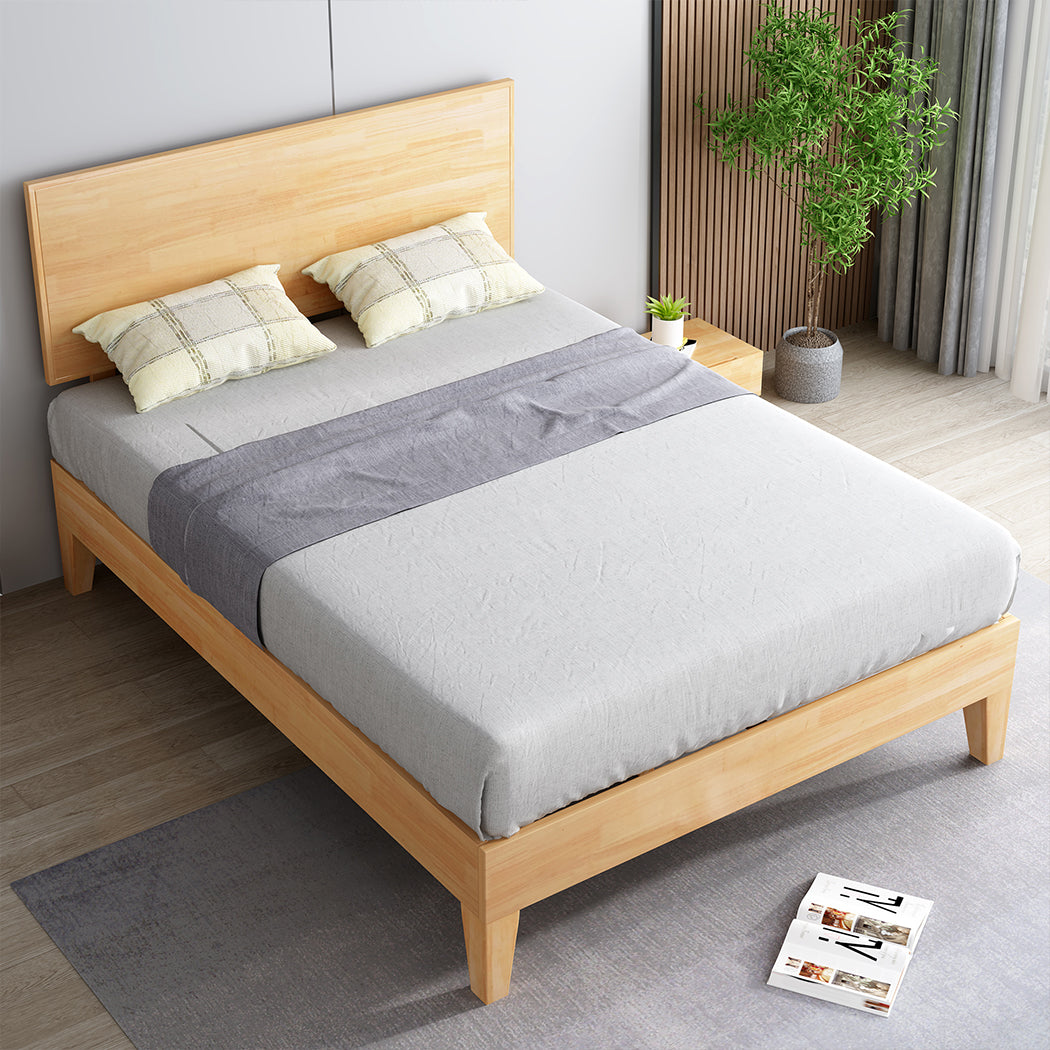 Levede Queen Rubberwood Bed Frame