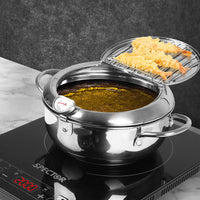 TOQUE 20cm Japanese Deep Frying Pot Silver