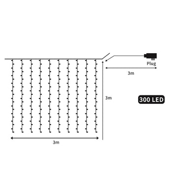 EMITTO LED Curtain Fairy Lights Wedding 3*3m Cool White 3x3 Meter